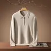 Suéter Pulóver Casual de Negocios para Hombre Baicai con Cuello Polo, 100% Cachemira Pura, Media Cremallera