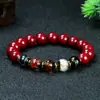 Pulsera de Arena Dorada Morada, Cuentas de Vidrio de Ceniza Fragante, Diseño DIY, Estampado en Caliente de los Cinco Elementos, Pulsera de Año de Nacimiento para Hombres y Mujeres, Cinabrio