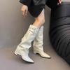 Botas Femininas de Salto Grosso Bico Fino Estilo Chanel Tendência Street Fashion Botas Femininas de Luxo