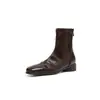 Botas de moda para mujer de tacón bajo cuadrado y grueso de 3 cm, estilo británico, versátiles, con tachuelas, retro, de corte bajo