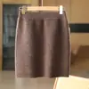 Falda de Lana Pura de Una Pieza, Nuevo Estilo Otoño e Invierno, Falda de Cintura Alta para Mujer, Falda de Punto de Longitud Media Ajustada a la Cadera, Falda Versátil de Longitud Media