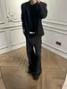 Pantalones Rayados Texturizados con Bordado Láser Floral Hueco de Flor de Iris de Alta Calidad, Adecuados para Todas las Estaciones, Pantalones Casuales Ligeramente Acampanados