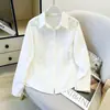 Foto real de la nueva camisa casual de manga larga para mujer, color liso, corte slim, estilo coreano, para otoño
