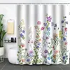Cortina de Baño Verde Plantas de Amazon Cortina de Ducha Impermeable Antimoho Impresión Digital 3D Bosque de Flores Cortina de Baño Partición Sin Perforaciones
