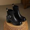 Botas de Calcetín de Suela Gruesa de Moda para Mujer Botas de Tacón Alto para Mujer Otoño e Invierno Piel Suave Botas Elásticas Forradas de Lana Plataforma Impermeable Tacón Grueso Botas al Tobillo