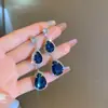 Pendientes de Borla Geométricos de Circonita Aguja de Plata Lujo Ligero Pendientes de Botón de Gama Alta Moda Versátiles Pendientes Simples con Sentido de Diseño Nicho