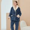 Conjunto de pijama de franela personalizado casual de otoño e invierno para pareja, cálido y grueso, OEM disponible, se puede usar fuera