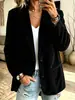 Moda Femenina Amazon Más Vendido Estilo Retro Elegante Moderno Manga Larga Color Sólido Pana Blazer Mujer Otoño
