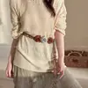 Corda de Cintura Florada Boêmia Retrô Design de Nicho Feminino Estilo Étnico Cinto de Miçangas com Corda para Cintura de Saia e Jeans