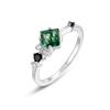 2024 nuevo estilo japonés y coreano moda personalizada anillo de musgo verde plata de ley 925 estilo ins nicho cuadrado joyería al por mayor