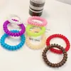Pulseira de Fio de Telefone Anel de Borracha Prendedor de Cabelo Espessado Corda de Cabelo de Plástico Preta Sem Costura Elástico