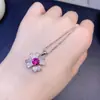Colgante de Topacio Rosa Natural, Topacio Rosa Fino, Transparente 6x6mm Chapado en Plata 925 Oro Rosa