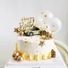 Celebridad de Internet Adorno de Modelo de Coche Porsche Dorado Coche Deportivo Convertible Negro Ídolo Masculino Decoración de Pastel de Cumpleaños Figura
