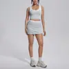 Nuevo conjunto de yoga a colorblock transfronterizo con tacto nude, casual y versátil, acanalado, de cintura alta, para ejercicio al aire libre, conjunto de seis piezas