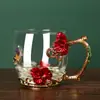 Taza de agua de color esmalte para el hogar sala de estar taza de café creativa de lujo ligero moda femenina vaso taza de leche para el desayuno traje