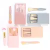 Nuevo Set Portátil de 5 Brochas de Maquillaje PP con Espejo Mini Brocha Multifuncional para Polvos Brocha para Base de Maquillaje Brocha para Sombras de Ojos Brocha para Teñir