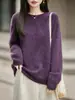 Nuevo Suéter de Punto de Lana Cachemira para Mujer Otoño/Invierno 2026 Cuello Redondo Manga Larga Color Sólido Suéter de Lana Cepillada