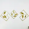 Decoración de Hoja de Metal para Pared Pegatina de Pluma de Hierro para Pared de Sala de Estar Porche Hojas Estéreo Colgante de Pared para el Hogar