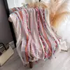 Novo Lenço Boho Étnico de Algodão e Linho para Mulheres Artístico Retrô Viagem Franjas Feitas à Mão Xale Fino