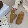Chinelos casuais femininos, chinelos preguiçosos de outono, com aumento interno de altura, slip-on retrô, de sola grossa, com bico fechado, meia-pantufa, 2026