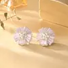 Brincos redondos estilo francês com gotas de óleo amarelo fresco, design de nicho com toque de luxo, brincos versáteis e antiderrapantes para mulheres
