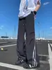 Pantalones de Rayas Estilo Americano de Secado Rápido para Hombre, Pantalones Cargo de Malla Transpirable de Moda para Verano High Street, Pantalones Largos Casuales Rectos Sueltos