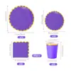 Dopamina Color Puro Encaje Estampado en Caliente Desechable Plato de Papel Vajilla Taza de Papel Servilleta Suministros para Fiesta Decoración Set Festivo