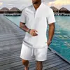 Verão Amazon AliExpress Cruzamento Europeu e Americano Camisa Masculina Casual Solta Manga Curta Shorts Roupa de Praia