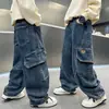 Pantalones para niños, jeans infantiles estilo primavera y otoño, pantalones rectos elegantes de otoño para niños mayores, venta al por mayor transfronteriza de moda