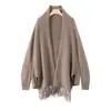 Estilo Coreano Otoño/Invierno Nuevo Color Sólido Cachemir Tejido Borla Chal para Mujer Moda Abrigo Capa para Protección contra el Frío y Calidez