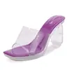 Sandalias de tacón alto europeas y americanas con tiras transparentes, sexys y versátiles para el uso diario, zapatos estilo romano, venta al por mayor transfronteriza en AliExpress