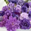 Flores artificiales de tono morado, abanico de novia, linterna de festival, pasador DIY, birrete de graduación, kit de materiales para tocado