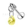 Pendiente Colgante Gota de Agua de Titanio F136 Clavo de Arete Zirconia Clavo de Arete Aleación de Titanio G23 Joyería para Perforaciones Clavo de Hueso de Oreja Dorado Pendiente