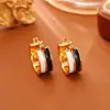 Pendientes Creativos de Esmalte con Diseño de Color Contrastante y Goteo de Aceite, Simples y de Moda, Pendientes de Alto Grado con Temperamento Elegante, Clips para Orejas Estilo Diosa