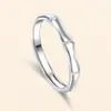 Anillos de Pareja Nudo de Bambú de Plata de Ley S925, un Par de Anillos Ajustables con un Diseño Sencillo y Único, Venta al por Mayor
