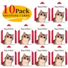 Conjunto de Cartão de Aniversário Pintado à Mão Gatinho Estilo Novo Transfronteiriço com Envelope para Enviar a Amigos e Melhores Amigas para Transmitir Desejos de Aniversário