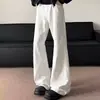 Jeans Bootcut Blancos Otoño 2025 para Hombre Estilo Americano High Street Extendido Holgado Pierna Recta Acampanados Pantalones Casuales