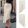 Saia midi assimétrica de bolinhas para primavera, cintura alta, versátil, estilo delicado, nova