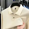 Camisa polo hexagonal de piqué de algodón 100% mercerizado de manga larga para hombre, camiseta básica de otoño e invierno, camiseta de cuello con botones de algodón puro