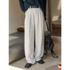 Lufu inverno Novo estilo coreano calça de terno de cintura alta simples de perna larga calças casuais retas soltas e nítidas para mulheres