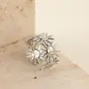Anillo Abierto Multicapa de Acero Inoxidable Transfronterizo Estilo Europeo y Americano de Lujo Ligero con Patrón de Sol para Mujer, Diseño de Nicho Joyería de Alta Gama al por Mayor