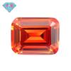 Huagang Gema Rectangular Biselado Coche Plano Zircón Rojo Anaranjado Piedra Desnuda Anaranjado Corte Esmeralda Anillos Venta al por Mayor