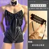 Lingerie Sexy Lobe, Macacão Sexy de Couro Patente Bondage Tentação, Roupa Quente para Role-Playing, Fantasia de Coelho Menino