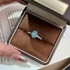 Anillo de Plata de Ley S925 Más Vendido en Xiaohongshu para Mujer, Anillo con Zirconia de Aguamarina en Forma de Huevo, Anillo de Transmisión en Vivo al por Mayor Transfronterizo