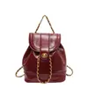 Mochila de Cadena Estilo Mini Chanel Nuevo Nicho Coreano para Mujer ins Blogger Estudiante Cuero Encerado al Aceite Bolso de Hombro