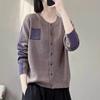 Suéter de punto con cuello redondo para mujer, estilo retro, de manga larga, informal, estilo artístico, otoño, 2024