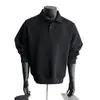 Sudadera con cuello para adolescentes, nuevo estilo de otoño, patchwork deconstruido casual americano, algodón Mamba, polo de manga larga para hombre