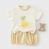 Ropa de Verano para Bebé Conjunto de Manga Corta, Conjunto de Dos Piezas para Bebé de Algodón Delgado de Verano con Frutas Frescas