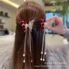 Tassel Pearl updo grampo de cabelo vermelho rosa grampo de cabelo grampo de cabelo antigo grampo de cabelo das mulheres para trás cabeça acessórios de cabelo