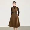 2616303-Nanyou Vestido Elegante de Alta Qualidade para o Dia a Dia com Lapela Cintura Marcada Temperamento Fashion Sem Mangas Outono/Inverno Roupas Femininas Saias